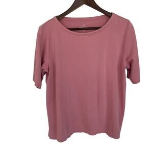 J. Jill Mauve Simple Supima Elbow Sleeve Tee - Medium